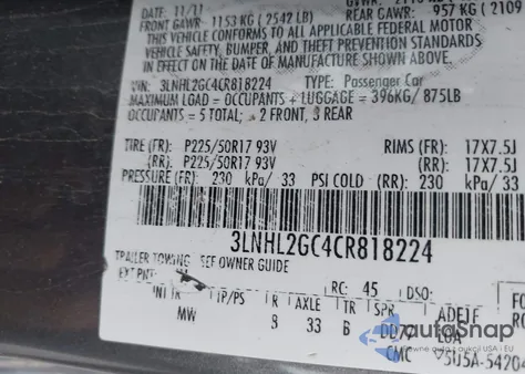 2012 Lincoln Mkz from USA, damaged, VIN 3LNHL2GC4CR818224